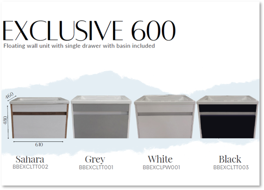 Floating unit single drawer with basin